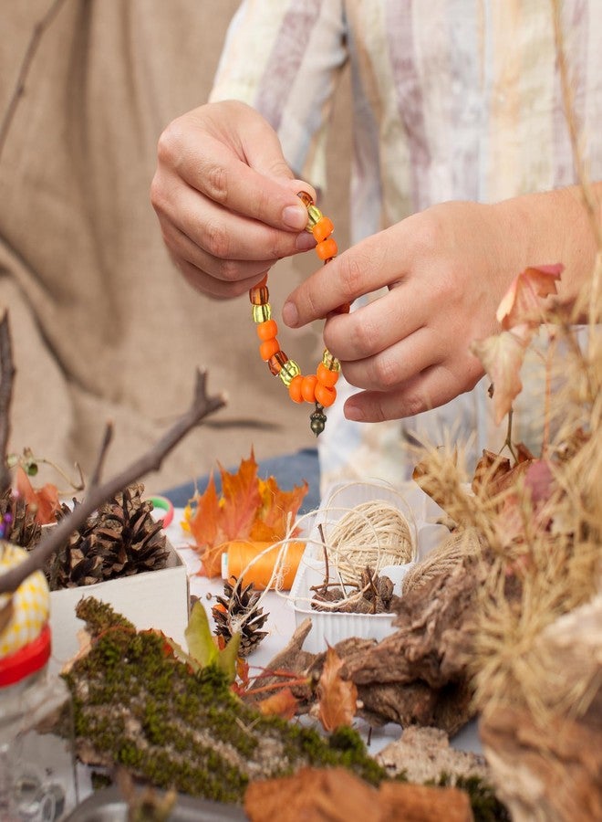 Tondiamo 36 Set Thanksgiving Bracelet Kit Fall Bracelet Crafts Kit Thanksgiving Acorns Shaped Beads and Card with Jute Twine for Jewelry Making Fall Classroom DIY Games Activities Prizes - Image 5