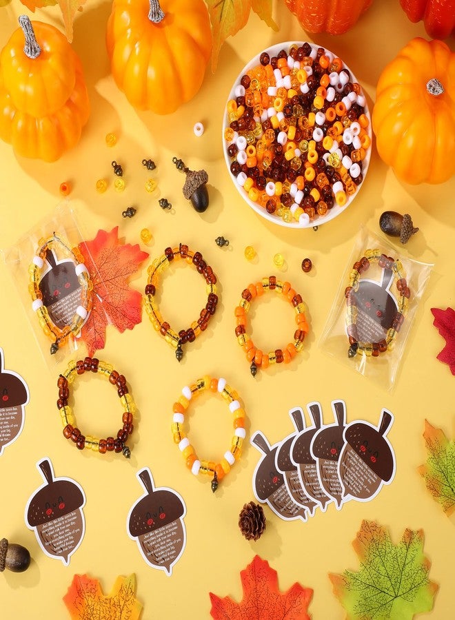 Tondiamo 36 Set Thanksgiving Bracelet Kit Fall Bracelet Crafts Kit Thanksgiving Acorns Shaped Beads and Card with Jute Twine for Jewelry Making Fall Classroom DIY Games Activities Prizes - Image 4