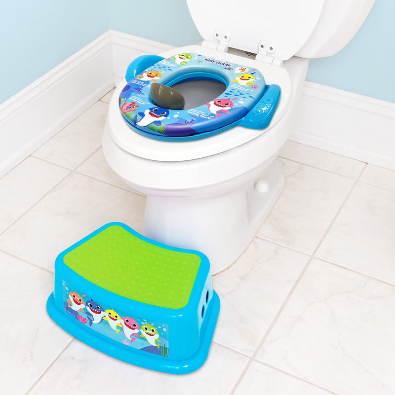 ginsey Pinkfong Baby Shark 2 Piece Essential Potty Training Set - Soft Cushion, Baby Potty Training, Safe, Easy to Clean, Step Stool - Image 4