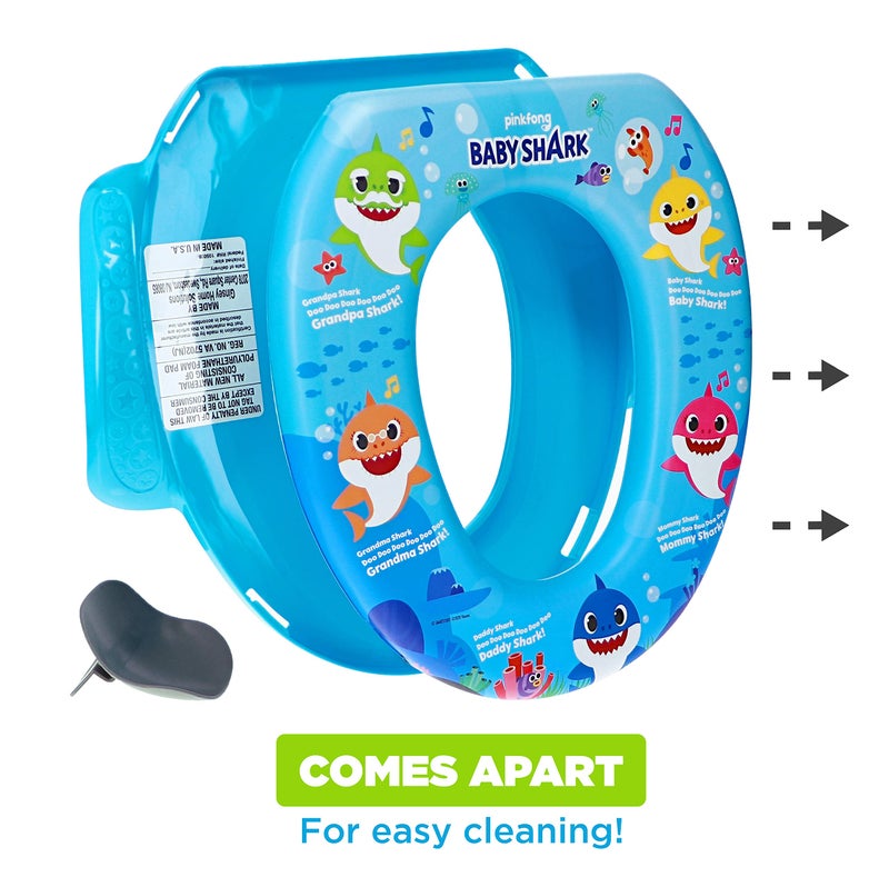 ginsey Pinkfong Baby Shark 2 Piece Essential Potty Training Set - Soft Cushion, Baby Potty Training, Safe, Easy to Clean, Step Stool - Image 5