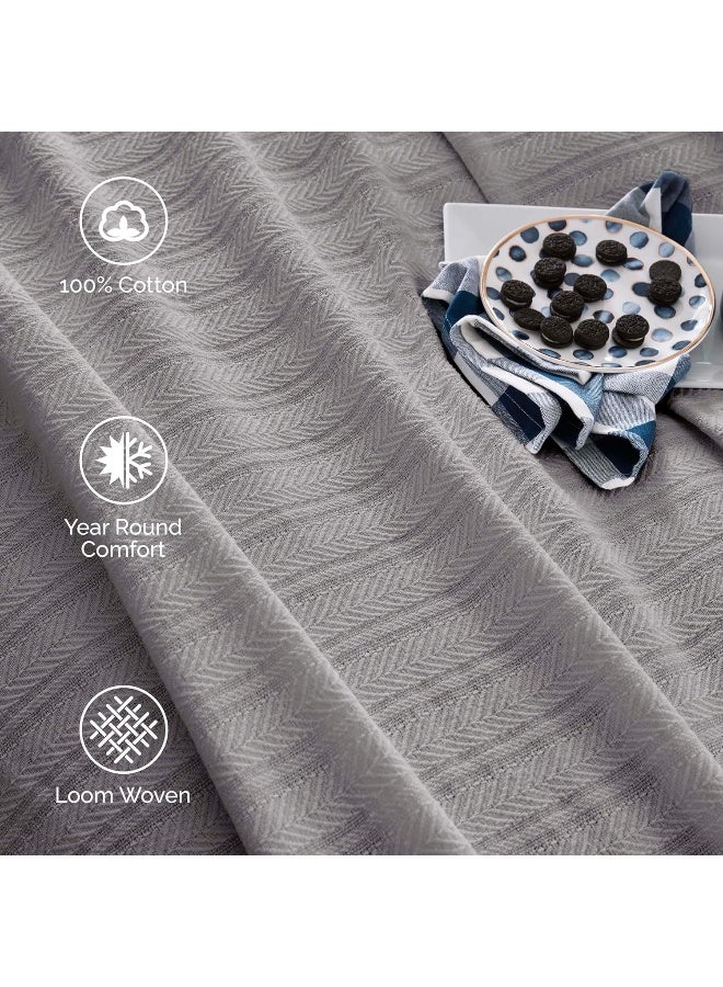 Vellux Vellux 100 Cotton Blanket  Soft Breathable Cozy  Lightweight Thermal Blanket AllSeason Twin Size Perfect for Layering Bed Couch  Sofa  Hotel Quality 66 x 90 Inch Grey  - Image 2