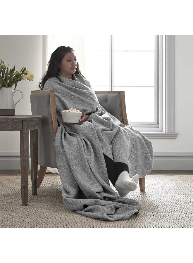 Vellux Vellux 100 Cotton Blanket  Soft Breathable Cozy  Lightweight Thermal Blanket AllSeason Twin Size Perfect for Layering Bed Couch  Sofa  Hotel Quality 66 x 90 Inch Grey  - Image 5