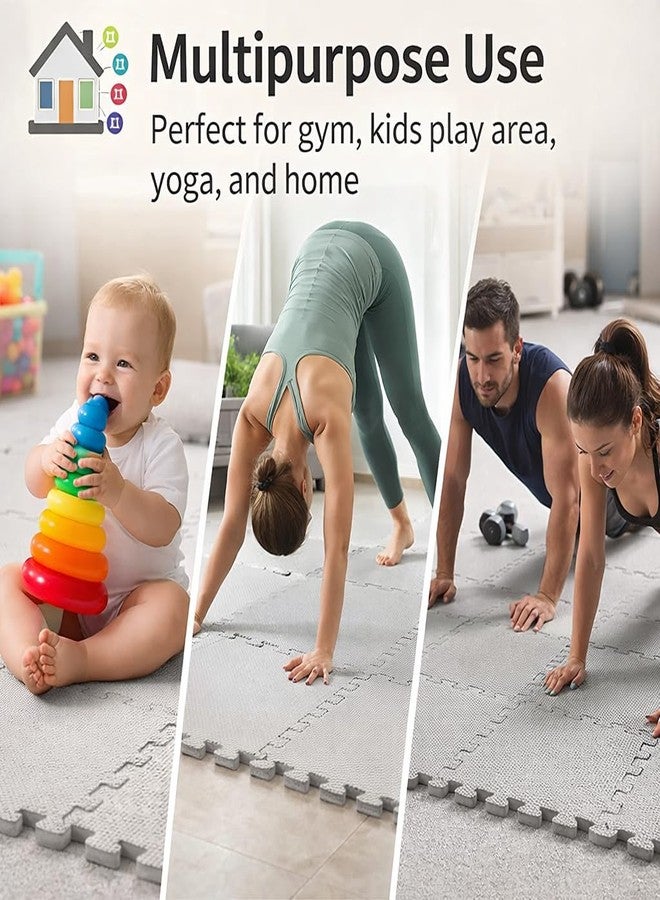 WENGTY EVA Interlocking Floor Mat for Kids Play, Gym Exercise, Prayer Room | Soft Cushion, Water Resistant, Non-Slip, Portable Multipurpose Foam Puzzle Tiles (30x30 cm, 10 Pieces) (Gray) - Image 3