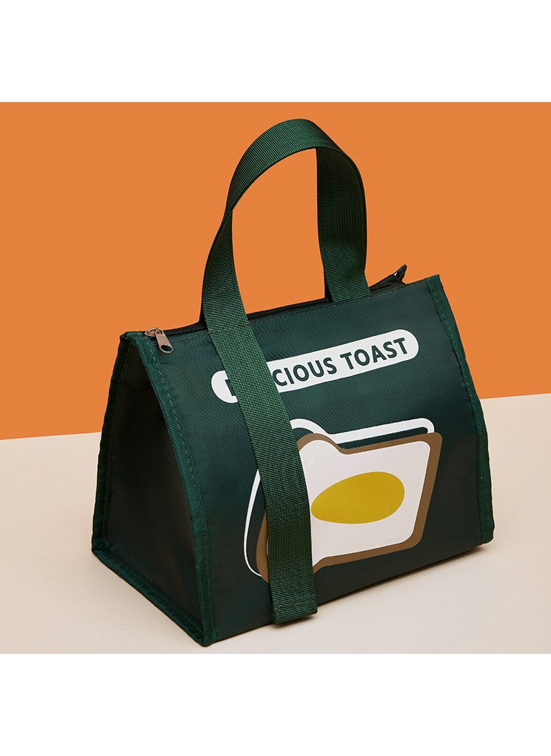 Generic Korean Style Insulated Lunch Bag Cartoon Design Green bread 