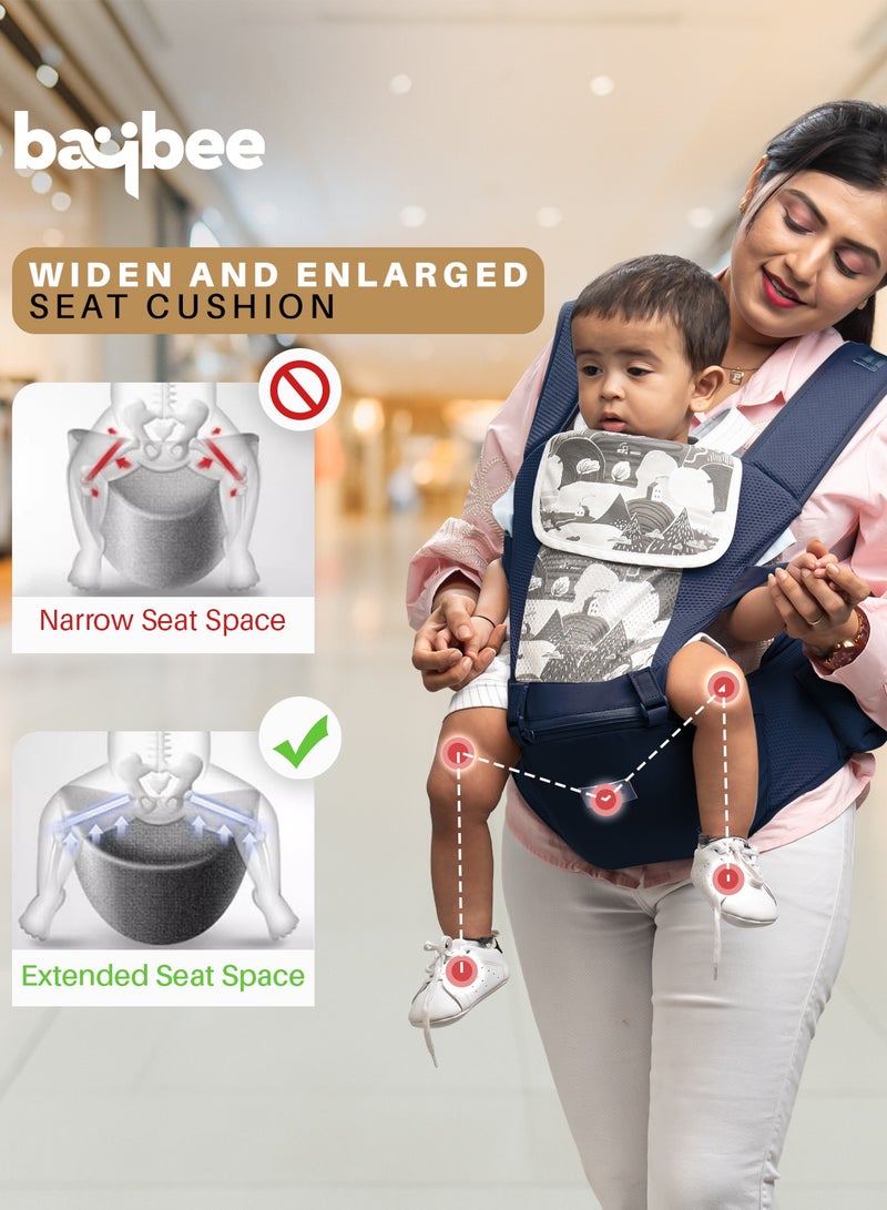 بيبي حاملة أطفال إرجونست ٦ في ١ لحديثي الولادة | حاملة أطفال مزودة بمقعد للورك، ودعم أسفل الظهر، وجيوب تخزين | حقائب حمل مريحة مع مشبك أمان، ووسادة مقعد عريضة، وحاملة أطفال شبكية قابلة للتهوية، لون أزرق، من عمر ٠ إلى ٣ سنوات - Image 3