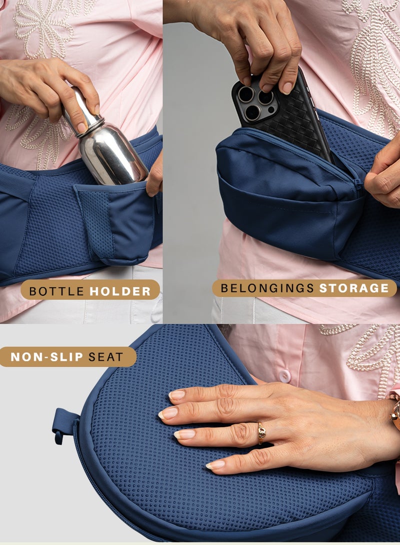 بيبي حاملة أطفال إرجونست ٦ في ١ لحديثي الولادة | حاملة أطفال مزودة بمقعد للورك، ودعم أسفل الظهر، وجيوب تخزين | حقائب حمل مريحة مع مشبك أمان، ووسادة مقعد عريضة، وحاملة أطفال شبكية قابلة للتهوية، لون أزرق، من عمر ٠ إلى ٣ سنوات - Image 4