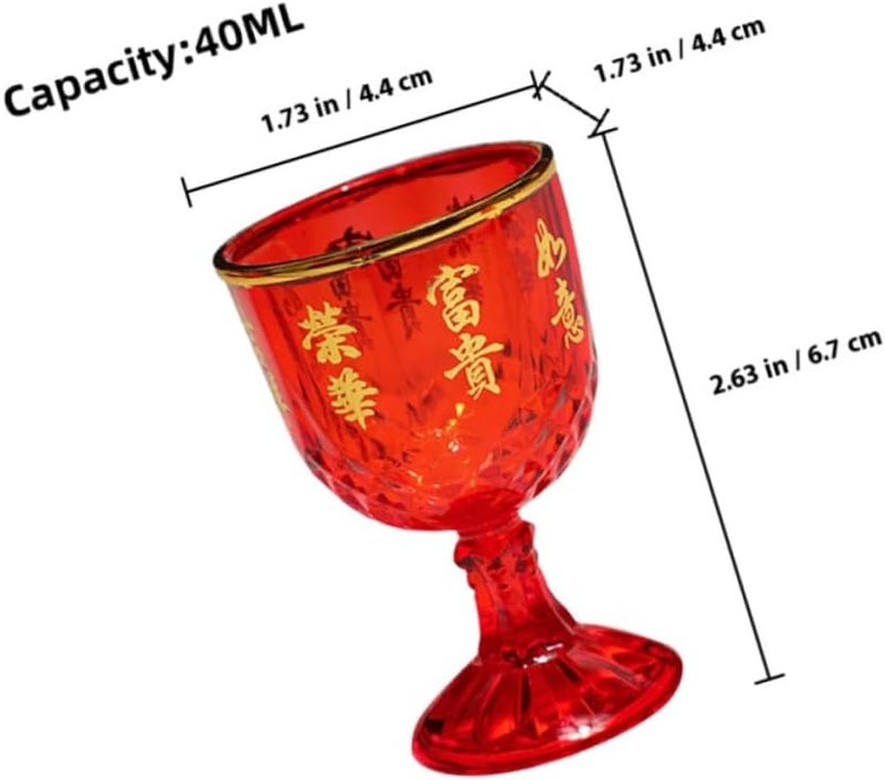 VICASKY 12pcs Red Plastic Wine Cups 40ml Stemmed Small Whiskey Shot Mugs Chinese Wedding Banquet Festive Party Tableware - Image 2