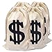 Eylola 4 Pack Money Bags Money Bags for Party Decor 118 x 157 Inches Money Bag Robber Costume Money Bag Dollar Sign Carrying Sack for Toy Party Favor Bank Robber Pirate Cowboy Cosplay Theme Party - Image 3