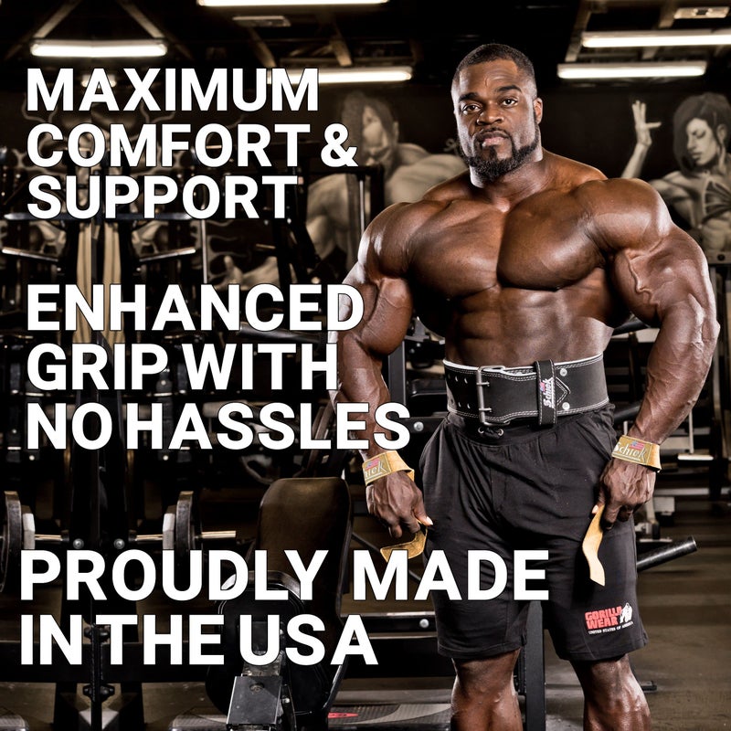 Schiek Sports Model 1000LLS Leather Weight Lifting Straps (Tan) - Image 2