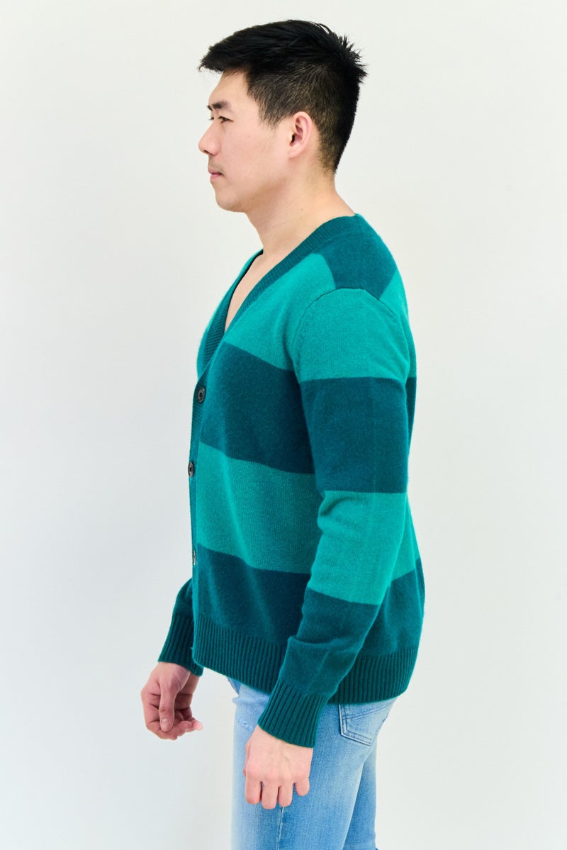ESPRIT Men V-Neck Stripe Cardigan, Multicolor  - Image 3