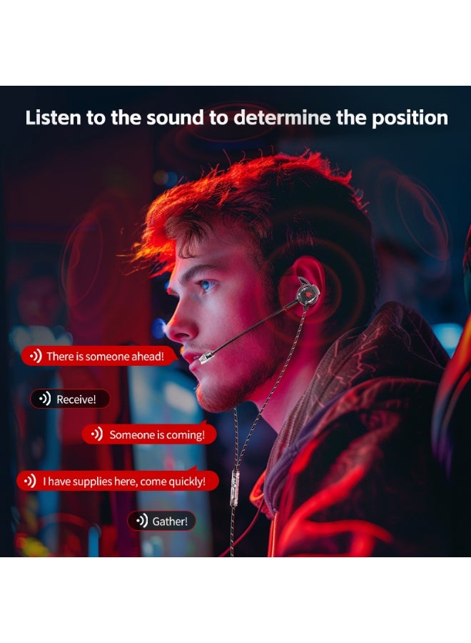 Plextone RX3 MERCURY Wired Gaming Earphones with 3.5mm AUX Jack and Type-C Connector for Android Phones, iPhone 15 of all models, and iPhone 16 of all models, with a long noise-isolating microphone, a durable, transparent design, soft, light, and comfortable for the ear, black color - Image 5