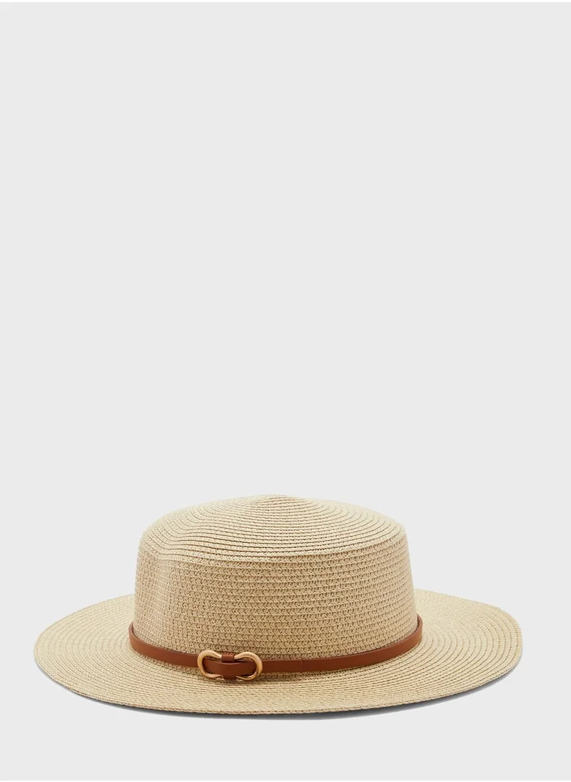 ELLA Buckle Detail  Strap Fedora Hat