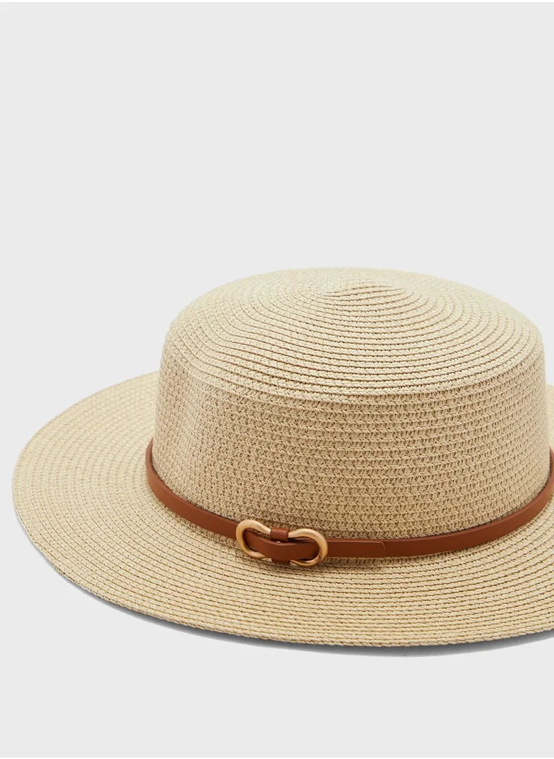 ELLA Buckle Detail  Strap Fedora Hat