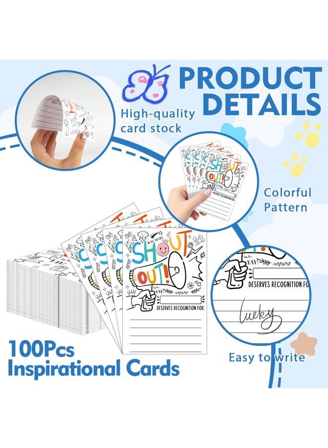 IANFEPH 100 Pcs Shout Out Cards for Teachers Students Employees Appreciation Recognition Reward Card Motivational Notes Cards for School, Office, Bulletin Board Decor (Black Cards) - Image 3