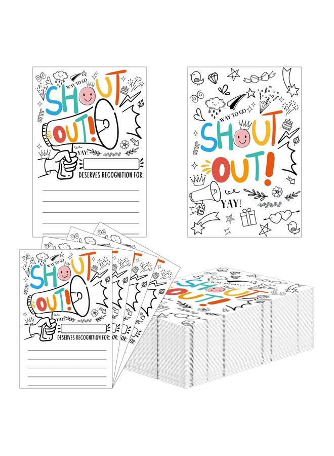 IANFEPH 100 Pcs Shout Out Cards for Teachers Students Employees Appreciation Recognition Reward Card Motivational Notes Cards for School, Office, Bulletin Board Decor (Black Cards) - Image 1