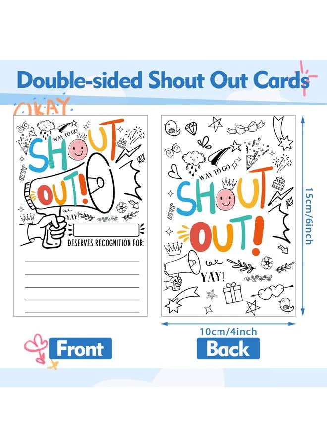 IANFEPH 100 Pcs Shout Out Cards for Teachers Students Employees Appreciation Recognition Reward Card Motivational Notes Cards for School, Office, Bulletin Board Decor (Black Cards) - Image 2