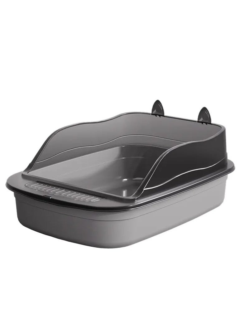 Vixplorn - Cat Litter Box, Semi-Enclosed Sifting Litter Box with High Sides Detachable Small Pet Toilet Open Top Litter Tray for Kitten, Kitty, Rabbit-Black - Image 1