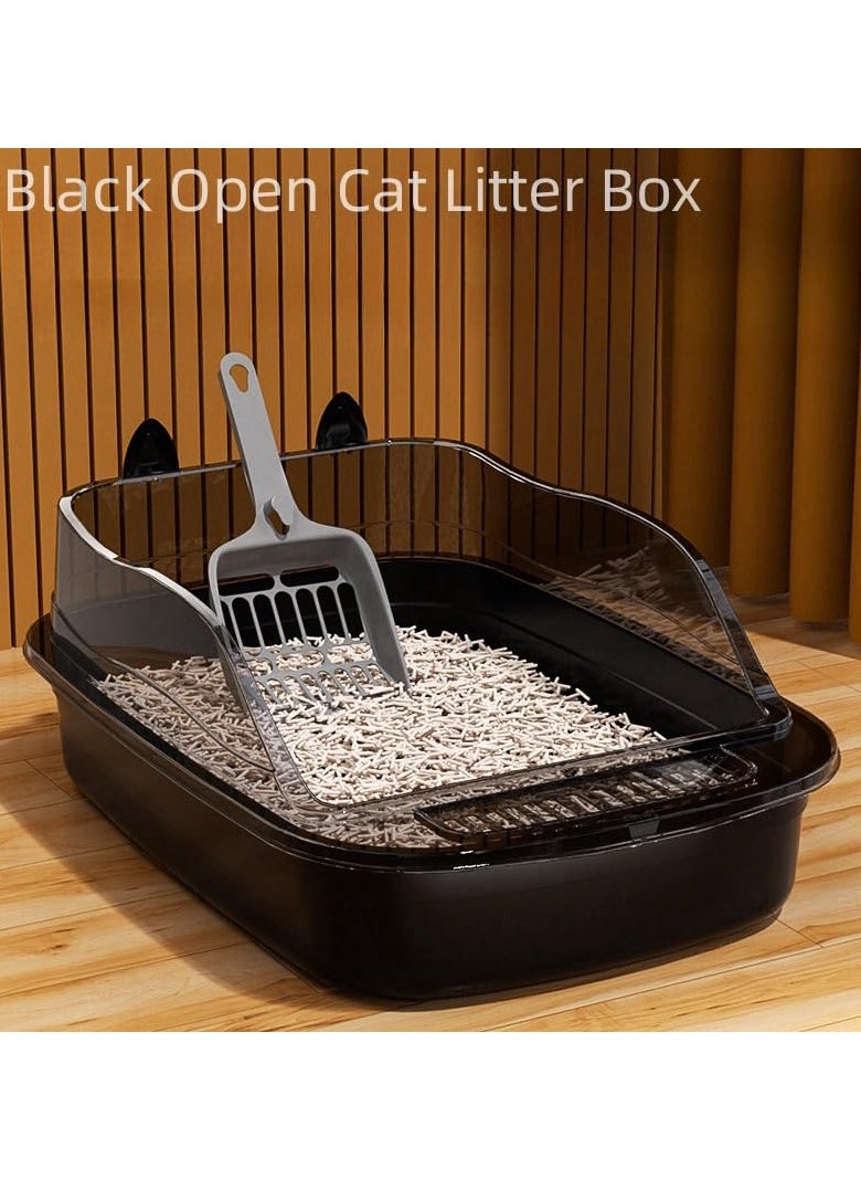 Vixplorn - Cat Litter Box, Semi-Enclosed Sifting Litter Box with High Sides Detachable Small Pet Toilet Open Top Litter Tray for Kitten, Kitty, Rabbit-Black - Image 1