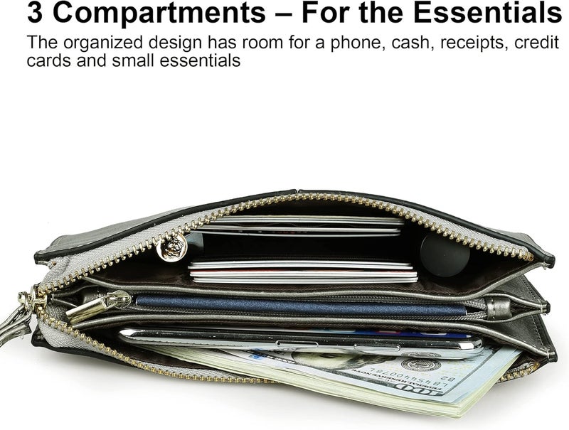 befen Genuine Leather Wristlet Clutch for Women Ultra-Slim Ladies Credit Card Holder Wallet Purses with RFID Protection - Image 3