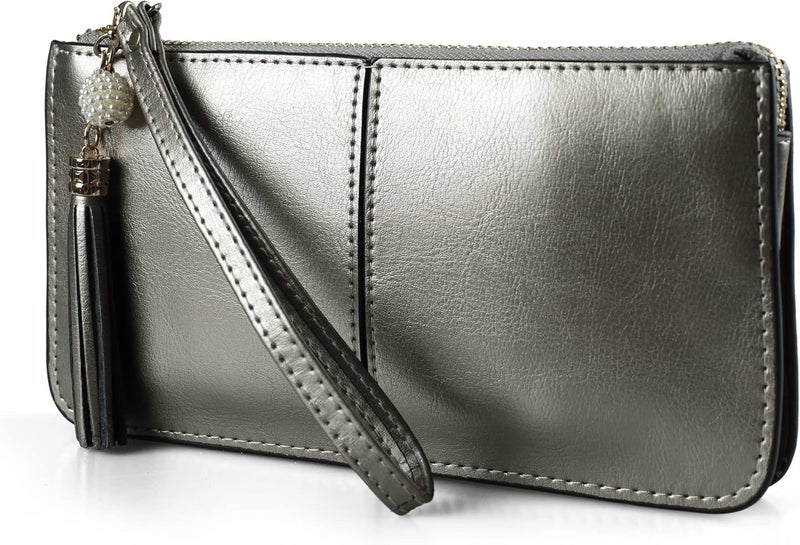 befen Genuine Leather Wristlet Clutch for Women Ultra-Slim Ladies Credit Card Holder Wallet Purses with RFID Protection - Image 1