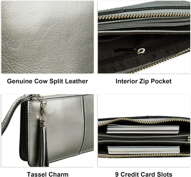 befen Genuine Leather Wristlet Clutch for Women Ultra-Slim Ladies Credit Card Holder Wallet Purses with RFID Protection - Image 5