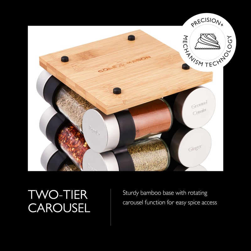 Cole & Mason Blyth Spice Rack Carousel, 16 Jar, Bamboo - Image 2