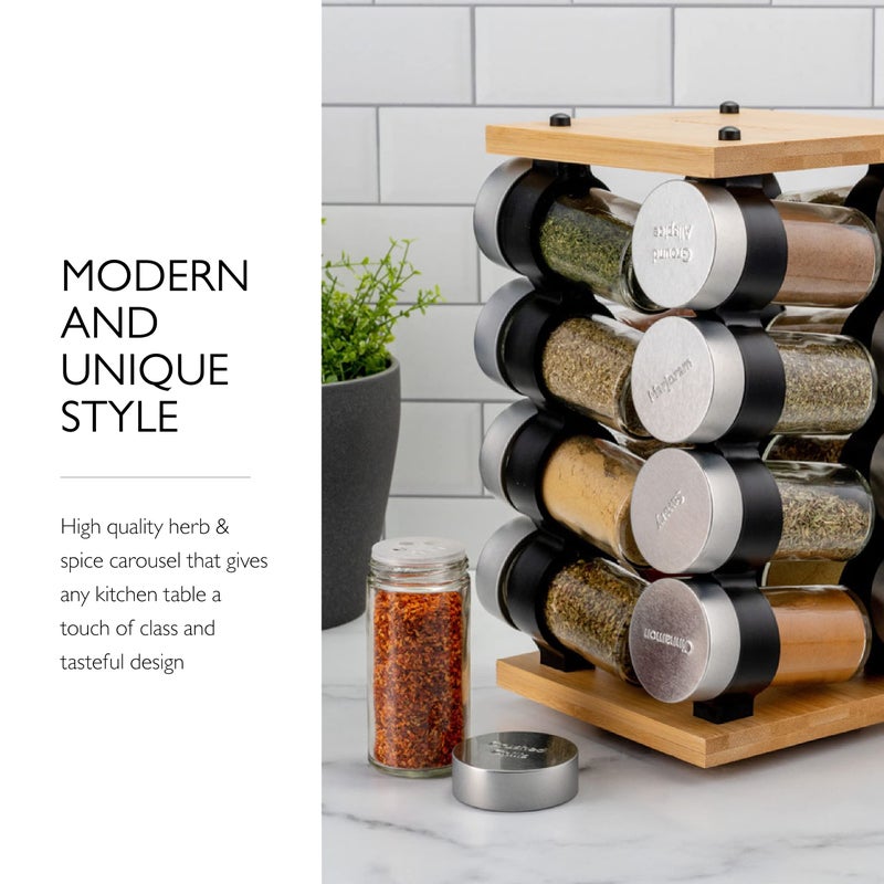 Cole & Mason Blyth Spice Rack Carousel, 16 Jar, Bamboo - Image 5