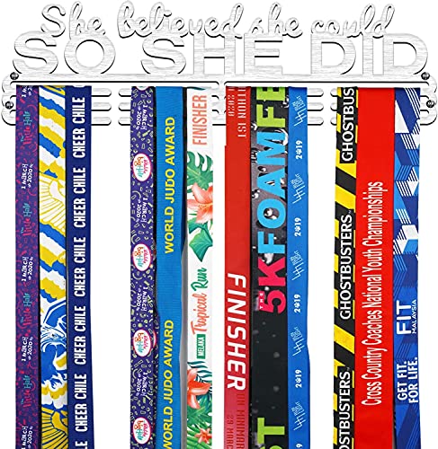 Miayork Medal Holder Display She Believed she Could SO SHE DID Medal Hanger Display -Wall Mount Easy to Install Running Race Medal Hanger Display in Stainless Steel Material - Image 1