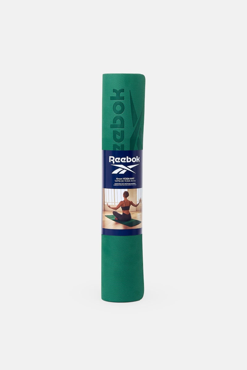 Reebok حصيرة يوغا بشعار العلامة التجارية من الفوم الناعم، أخضر - Image 1