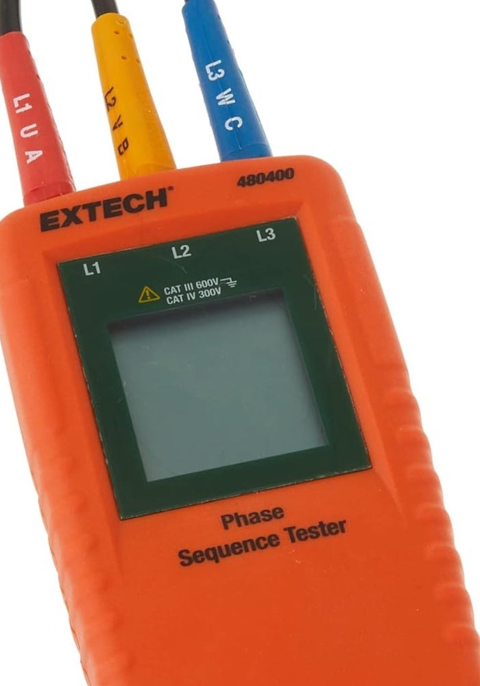Extech 480400 Phase Sequence Tester with LCD Display and Alligator Clips - Image 4