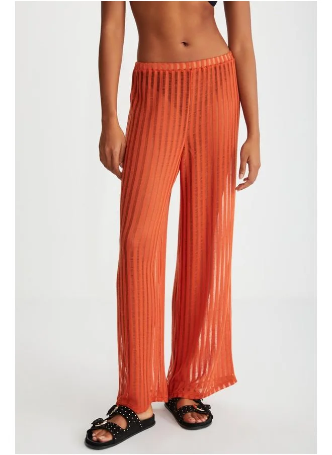 GRIMELANGE Grimelange Anemoneb Women's Orange Semi-Transparent Loose Fit Wide Orange Pants