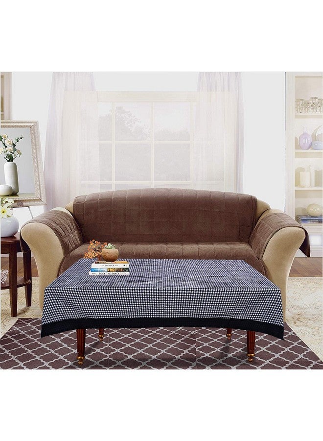 Kuber Industries 100% Cotton 4 Seater Centre Table Cover for Living Room | Teapoy Teepai Cover Cloth for Glass Table | Designer Study Table Cloth Aesthetic & Dastarkhwan for Dining Table (Black) - Image 3