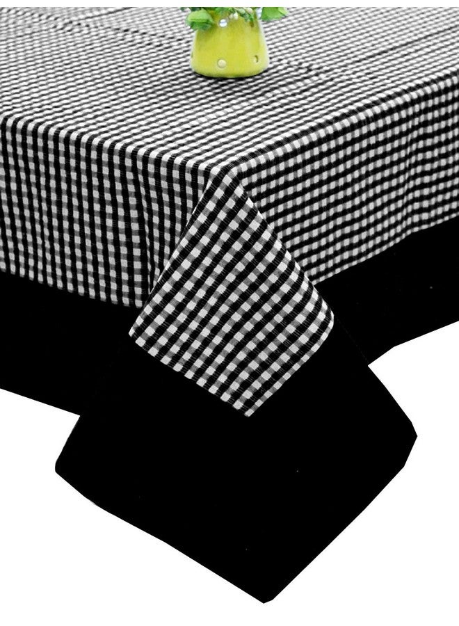Kuber Industries 100% Cotton 4 Seater Centre Table Cover for Living Room | Teapoy Teepai Cover Cloth for Glass Table | Designer Study Table Cloth Aesthetic & Dastarkhwan for Dining Table (Black) - Image 1