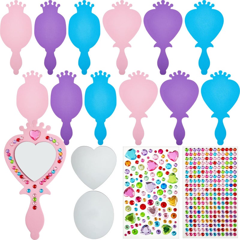 Liliful 36 Pack Princess Foam Mirror Kits Decorate Your Own Princess Mirrors Party Supplies Kids Unbreakable Toy Crafts for Girls Party Favors Birthday DIY Decorations CutePinkPurpleBlue - Image 3