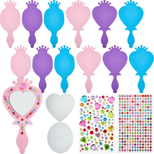 Liliful 36 Pack Princess Foam Mirror Kits Decorate Your Own Princess Mirrors Party Supplies Kids Unbreakable Toy Crafts for Girls Party Favors Birthday DIY Decorations CutePinkPurpleBlue - Image 1