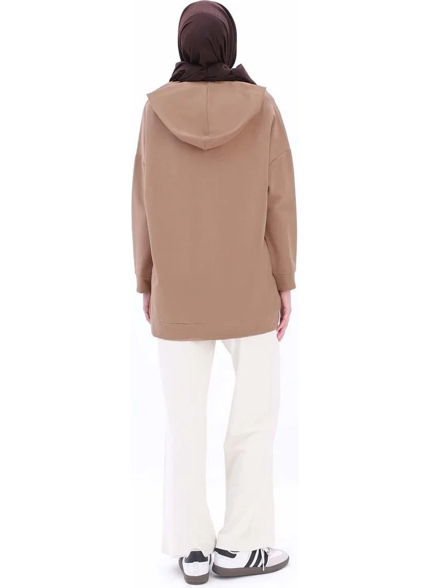 Allday Mink-Zipped Sweat Cardigan