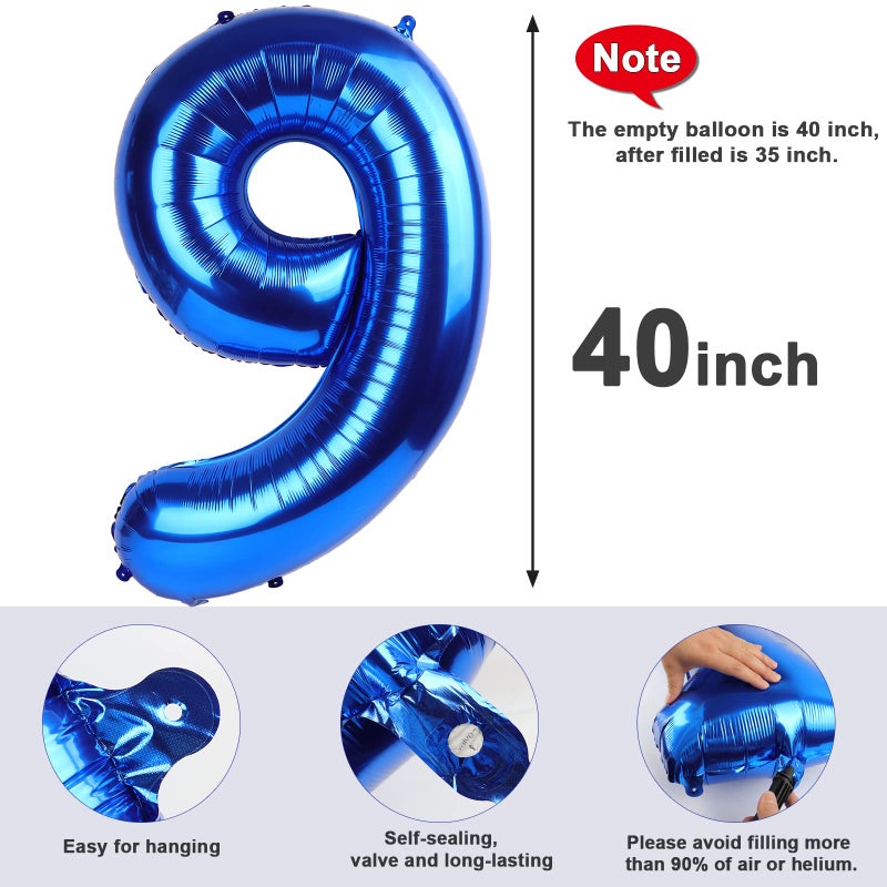 Mluchee 40 Inch Navy Blue Numbers Balloons Digital 9 Balloons Decorations for 9th 19 90 Birthday Party, Engagement, Wedding - Image 5