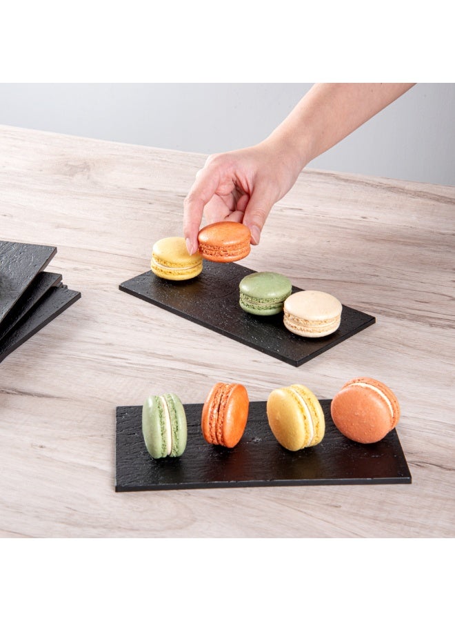 Restaurantware 7 x 3.5 Inch Serving Plates, 100 Rectangle Charcuterie Boards - Premium, Mimics The Look Of Slate, Black Plastic Serving Platters, Serve Appetizers Or Desserts, For All Occasions - Image 5