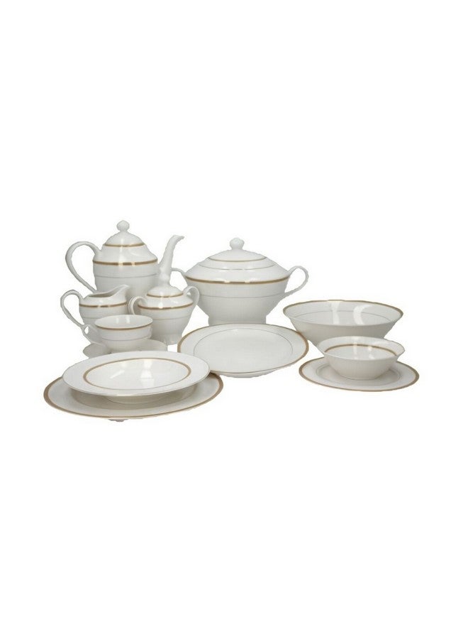 Bien Servi 47-Piece Elegant Design High Quality Newbone Dinner Set White and Gold 27.5 x 35.2 x 53 cm 135012