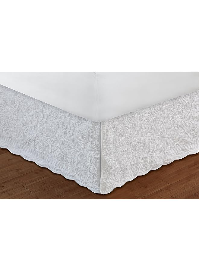 erorex Paisley Quilted Bed Skirt Queen White - Image 1