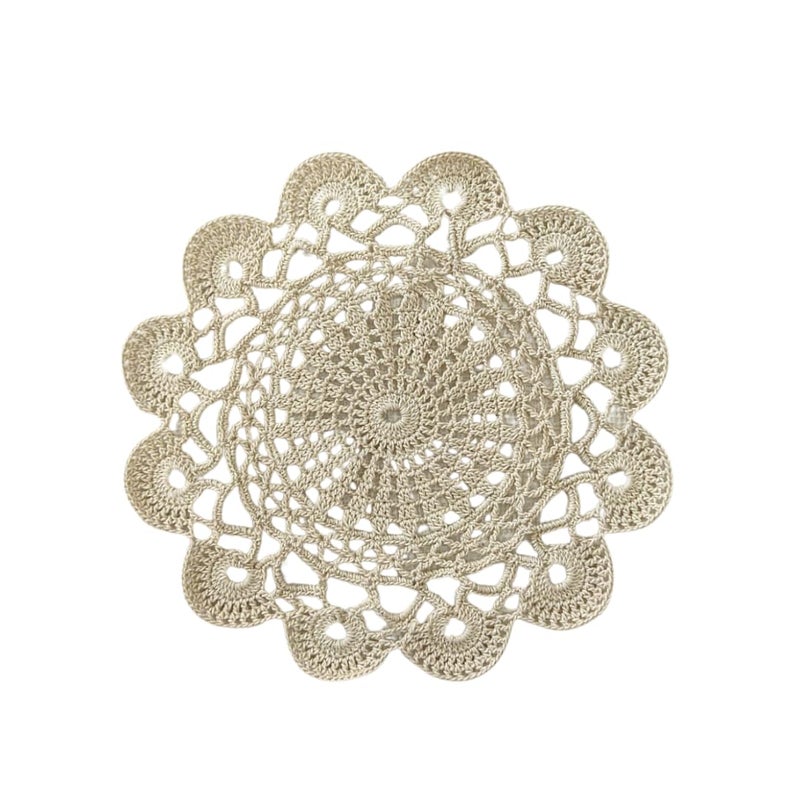 Happy Threads | Cotton Handmade Crochet Doilies for Home & Kitchen Decor, Lace Table Mats (Beige)