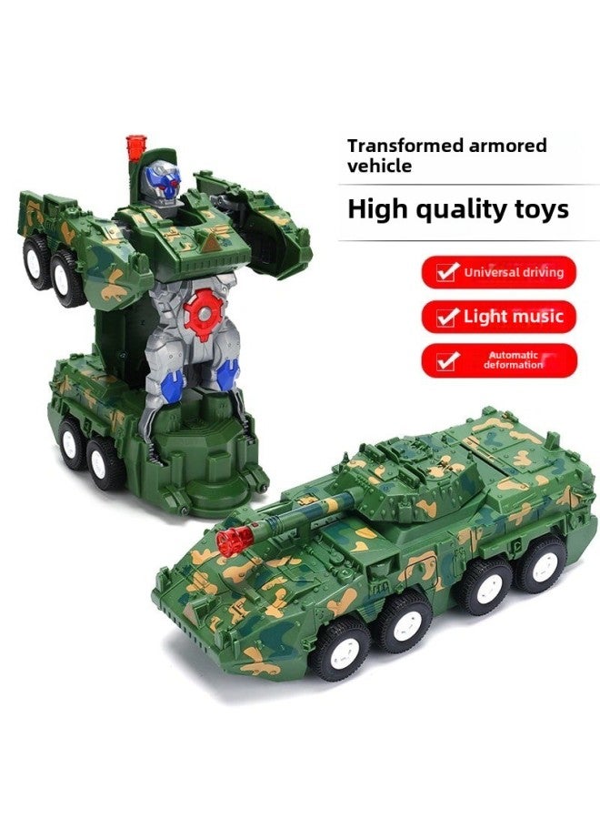 Children's Electric Deformation Tank Toy Armored Car Universal Light Sound Effect Male Baby Educational Toys Tiktok Hot Selling-Color:Electric Morphing Armored Vehicle-Specifications:Battery Edition [with Ordinary Battery]] - Image 1