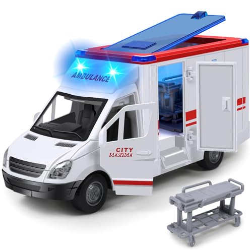 choopheme Toy Ambulance Boys Age 35 With 4 Different Flashing Lights Sound Back And Side Doors Open FrictionPowered Wheels Light Up Toy Hospital Sets Buses Birthday Gift 3 4 Year Old And Up Girl Boy Toys - Image 1