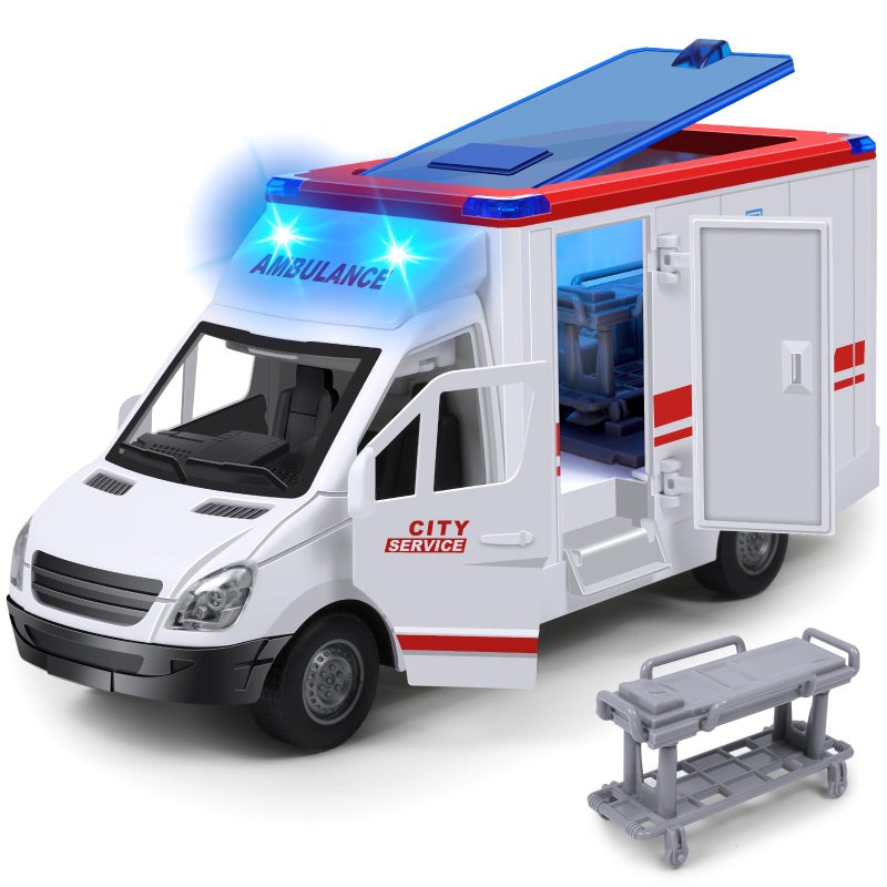 choopheme Toy Ambulance Boys Age 35 With 4 Different Flashing Lights Sound Back And Side Doors Open FrictionPowered Wheels Light Up Toy Hospital Sets Buses Birthday Gift 3 4 Year Old And Up Girl Boy Toys - Image 2