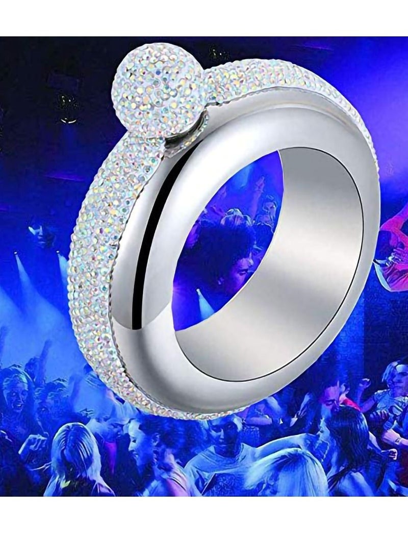 NIBEMINENT Hip Flask for Women, Portable Bangle with Crystal Lid, 3.5 OZ Wrist Wine Bangle, Silver Gift - Image 4