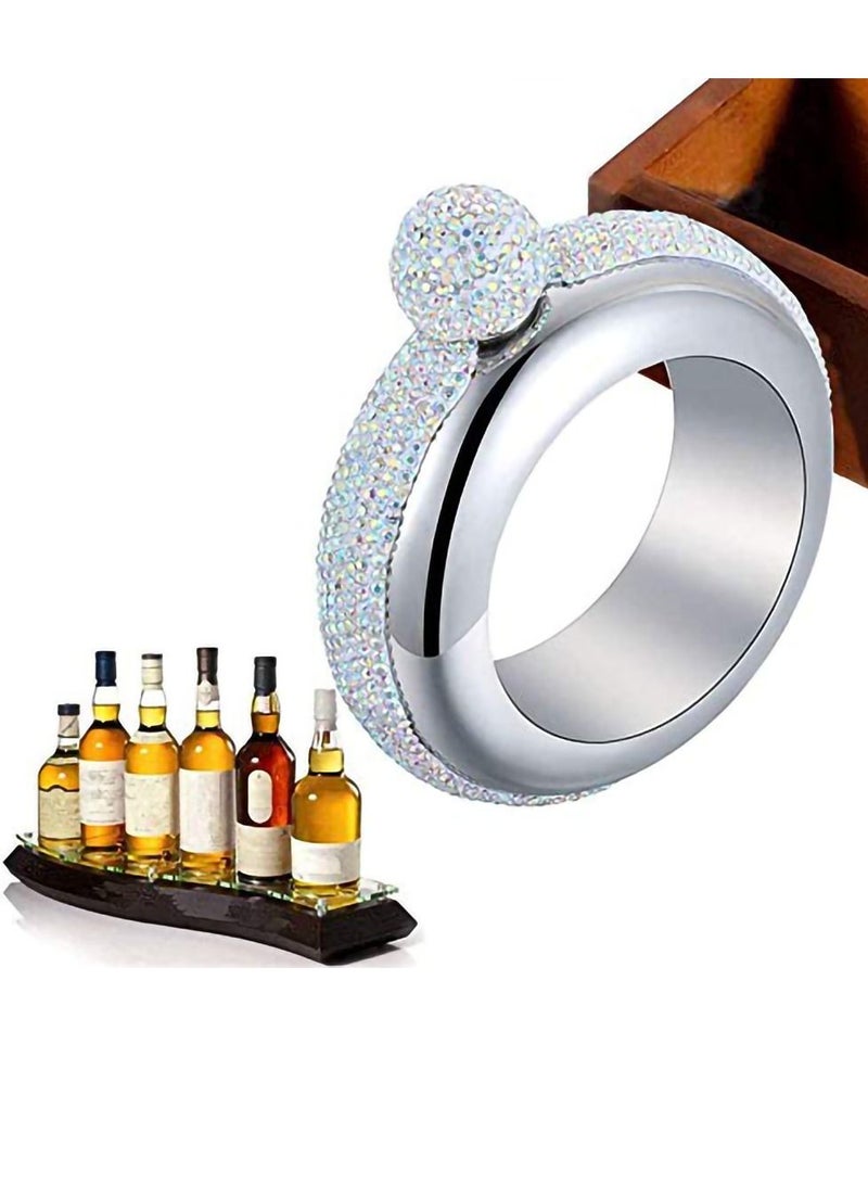 NIBEMINENT Hip Flask for Women, Portable Bangle with Crystal Lid, 3.5 OZ Wrist Wine Bangle, Silver Gift - Image 3