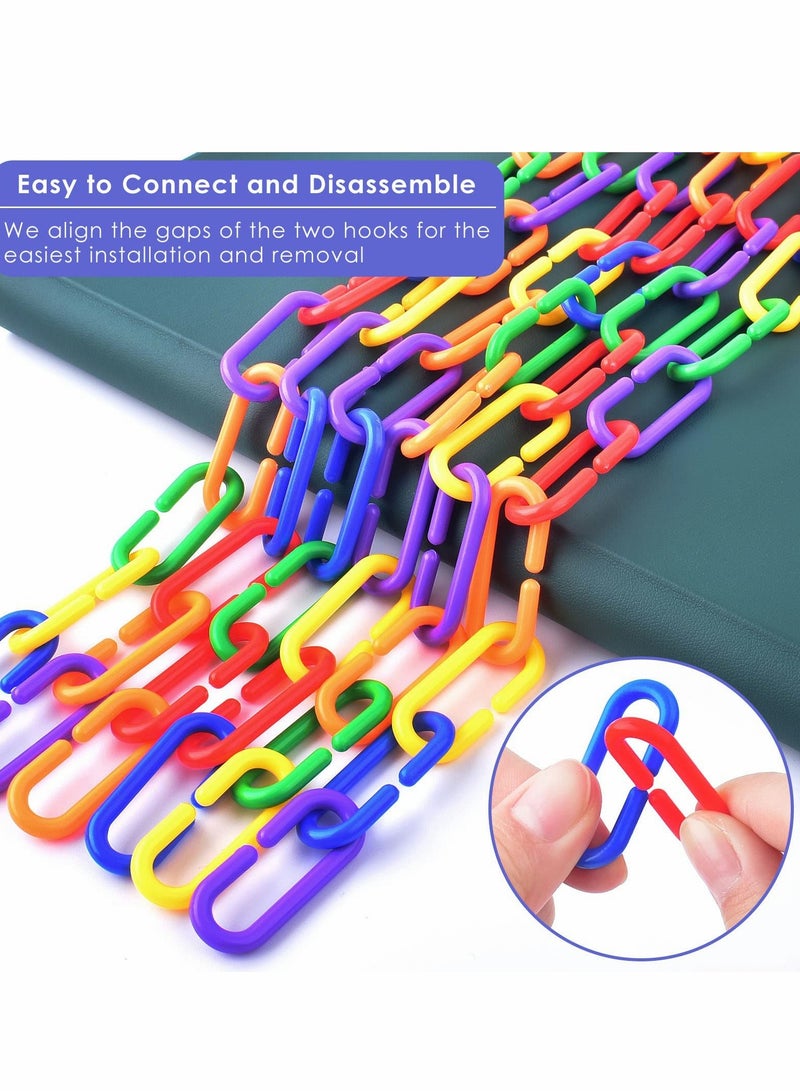 Excefore Plastic Chain Links for Birds, 200PCS Mix Color Rainbow DIY C-Clips Chains Hooks Swing Climbing Cage Toys  - Image 5