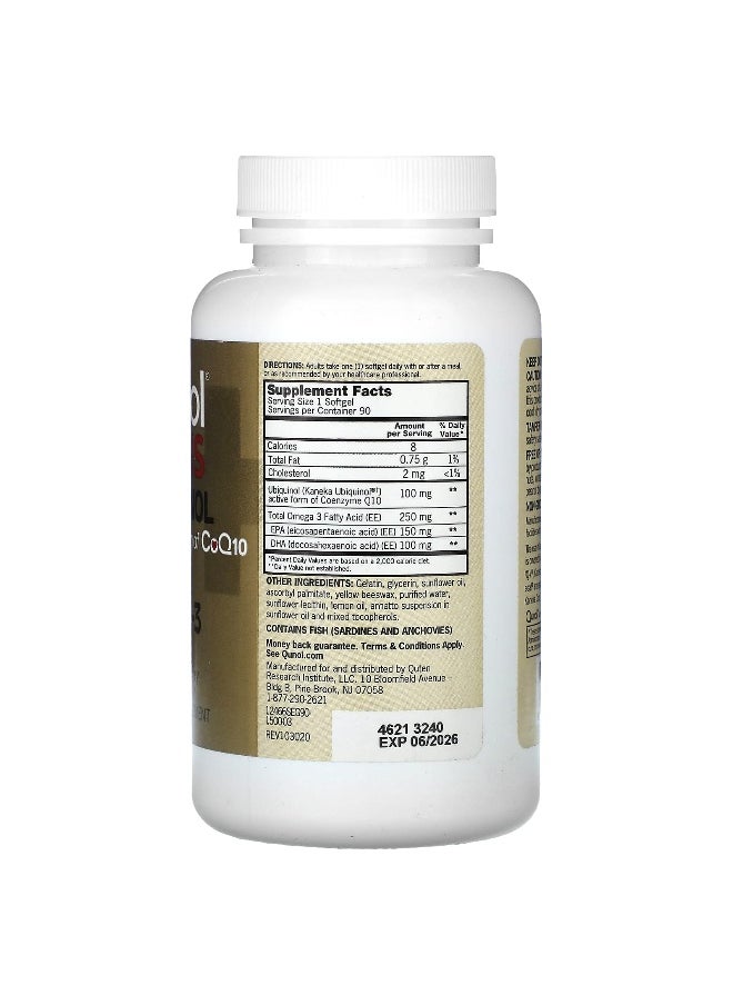 Qunol Qunol, Plus Ubiquinol + Omega-3, 100 mg + 250 mg, 90 Softgels  - Image 2