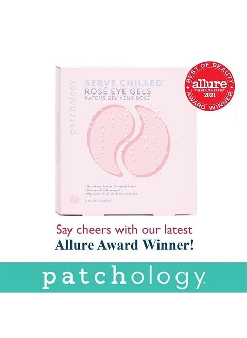 Serve Chilled Rosé Hydrating Under Eye Patches for Dark Circles, Under Eye Mask, Eye Patches, Eye Masks for Dark Circles, Eye Serum for Dark Circles and Puffiness, Undereye Patches, 5 Pairs