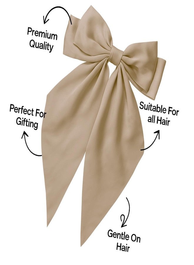 ANNACREATIONS ANNA CREATIONS 2 Pcs Large Satin Bow Hair Barrette Clips for Women & Girls - Strong Hold, Long Tail Hair Accessories for Parties, Weddings Wear & Gifting (Brown-Red) - Image 5